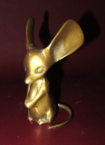 Vintage 1950s 5" Tall Solid Brass Large Eared Mouse Figurine