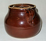 Vintage Dark Brown Ceramic 8" Crockery Bean Pot w/ Single Handle & Lid