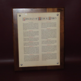 Vintage 13x10" Wood & Plexiglass Framed "Principles of Medical Ethics" Print