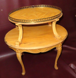 Antique French Provincial Satinwood 2-Tier Cabriole Leg Oval Occasional Table