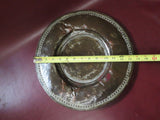 Antique Turkish Style 13.5" Round Hammered Copper Serving Platter - As-Is Damage