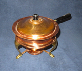 Antique Round Chafing Warming Dish w Burner & Stand - Solid Copper Made in Japan