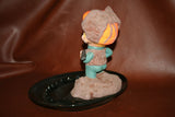 Large 14" One of a Kind Ceramic Ashtray Hunter Boy w/ Rifle - Hand Made c. 1971