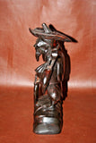 Vintage Hand Carved 13" Tall Chinese Wooden Fisherman Sculpture Figure