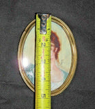 Antique Hand Painted Initialed Portrait of Woman in 5" Italian Style Oval Frame