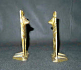 Antique Pair 6.5" Tall Cast Iron Coyote Dog Bookends w/ Antique Gilt Finish