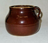 Vintage Dark Brown Ceramic 8" Crockery Bean Pot w/ Single Handle & Lid