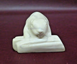 Vintage 5" Long Miniature White Faux Marble Beaver on Log Figurine