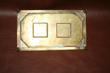 Vintage Italian Brass 9x5" Rectangular Double Desk Pen Inkwell - Sarried LTD