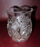 Early 20th Century 5" Tall Clear Star Cut Style Pressed Glass Spooner Vase