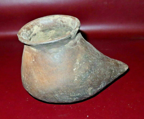 Primitive Hand Made Ecuadorian Latin American Type Unusual Clay Cooking Pot Bowl