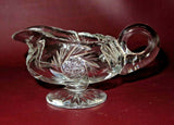 Antique Clear Star Decor 6" Cut Glass Small Glass Footed Sauce Pitcher Creamer