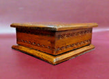 Antique 6x6" Small Hand Carved Square Lidded Wooden Jewelry Trinket Box