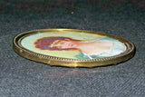 Antique Hand Painted Initialed Portrait of Woman in 5" Italian Style Oval Frame