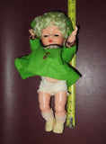 Collectible 12" Tall Kaysam Drinks & Wets Baby Girl Doll in Green Dress w/ Hat