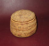 Vintage Small Native American Chehalis Tribal Lidded Woven Bark Basket c. 1930