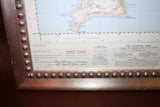 Vintage 1960 27" Framed Ordinance Survey Map - Plymouth Sound - English Channel