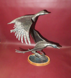 Vintage 18" Hand Made Cast Iron Duck Sculpture Figure - Signed Mattheson 1986