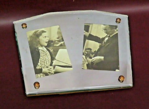 Vintage Art Deco Decorative Mirror w/ Incorporated Film Scene Prints Flip Stand