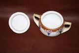 Vintage Japanese Hand Pained Nippon Porcelain & Gilt Lidded Sugar Bowl