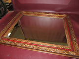 Antique 30x24" Ornate Hand Carved Wood & Gilt Framed Large Hanging Wall Mirror