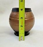 Collectible 4" Tall Modern Art "CT" Black Ceramic Pen Holder Cup w/ Copper Glaze