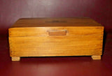 Vintage 10" Footed Flip-Lid Dovetailed Wooden Jewelry Box - Couple & Bench Scene