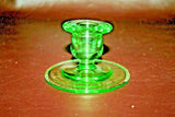 Pair Vintage 3.5" Art Deco Green Glass Candlestick Holders