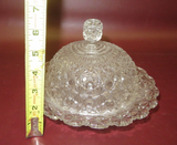 Vintage Adams Style 8" Clear Round Daisy & Button Covered Butter Cheese Dish