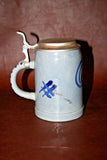 Vintage Marzi & Remy 0.5L 6" Tall Echter Blue German Pottery Stein w/ Pewter Lid