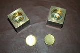 Vintage Italian Brass 9x5" Rectangular Double Desk Pen Inkwell - Sarried LTD