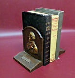 Vintage Pair 6" Tall Heavy Bronze Classic Literature Dickens & Whittier Bookends