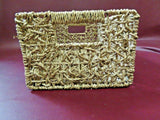 Vintage Style Rectangular Double-Handled Woven Rope Basket w/ Flip-Up Bottom