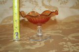 Vintage 5.5" Marigold Carnival Glass Wavy Lip Pedestal Compote Dish