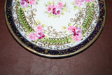 Antique Hand Painted Nippon Japanese Plate w/ Floral Design & Gilt Beaded Lip