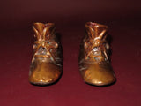 Antique Pair 4" Long Copper Coated Children's Baby Shoes - Marked 22/40