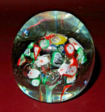 Collectible 3" Modern Multi-Color Millefiori Hand Blown Art Glass Paperweight