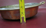 Antique Rustic Double-Handled Round 12" Copper Pan Pot w/ 8-Dimpled Base