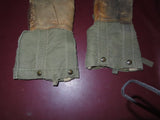 Vintage Pair WWII Era Military Fur Canvas Leather Arctic Mittens w/ Wool Liners