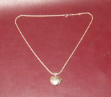 Vintage Sterling Silver & Clear Gemstone Heart Shaped 1" Locket & Chain Necklace