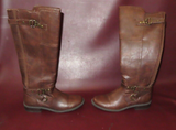 Ladies' "G by Guess" Brown Leather Knee-High Zipper Boot - Size 6M