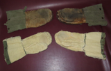 Vintage Pair WWII Era Military Fur Canvas Leather Arctic Mittens w/ Wool Liners