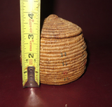 Vintage Small Native American Chehalis Tribal Lidded Woven Bark Basket c. 1930