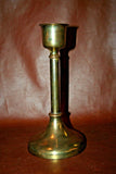 Pair Large Vintage Brass Candlesticks w/ Decorative Painted Gold Twist Candles