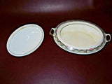 Vintage Penn China Double Handle Lidded Tureen Serving Dish w/ 18kt Gold Trim