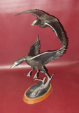 Vintage 18" Hand Made Cast Iron Duck Sculpture Figure - Signed Mattheson 1986