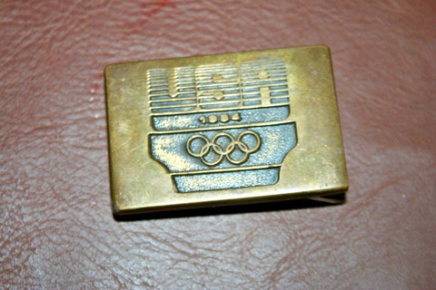 Vintage 1984 USA Olympic Team Commemorative 2" Wide Brass Belt Buckle