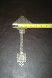 Antique Ethiopian 10" Tall Hand Held Coptic Priests Cross - Inscribed on Handle