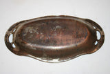 Unique Art Nouveau Style Copper Double Handle Celery Dish - Etched Floral Design