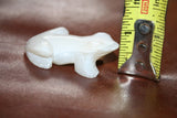 Vintage Asian Style Carved White 2" Long Miniature Soapstone Frog Figurine